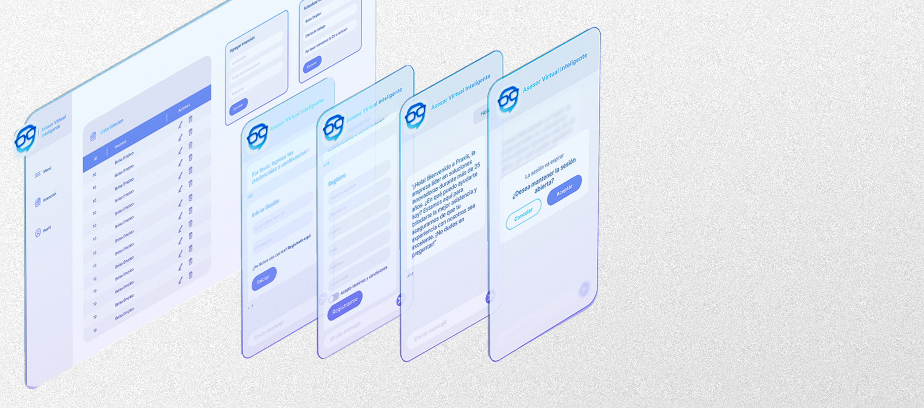 Widget de chat de Praxis en página web con integración a WhatsApp, Telegram y Messenger